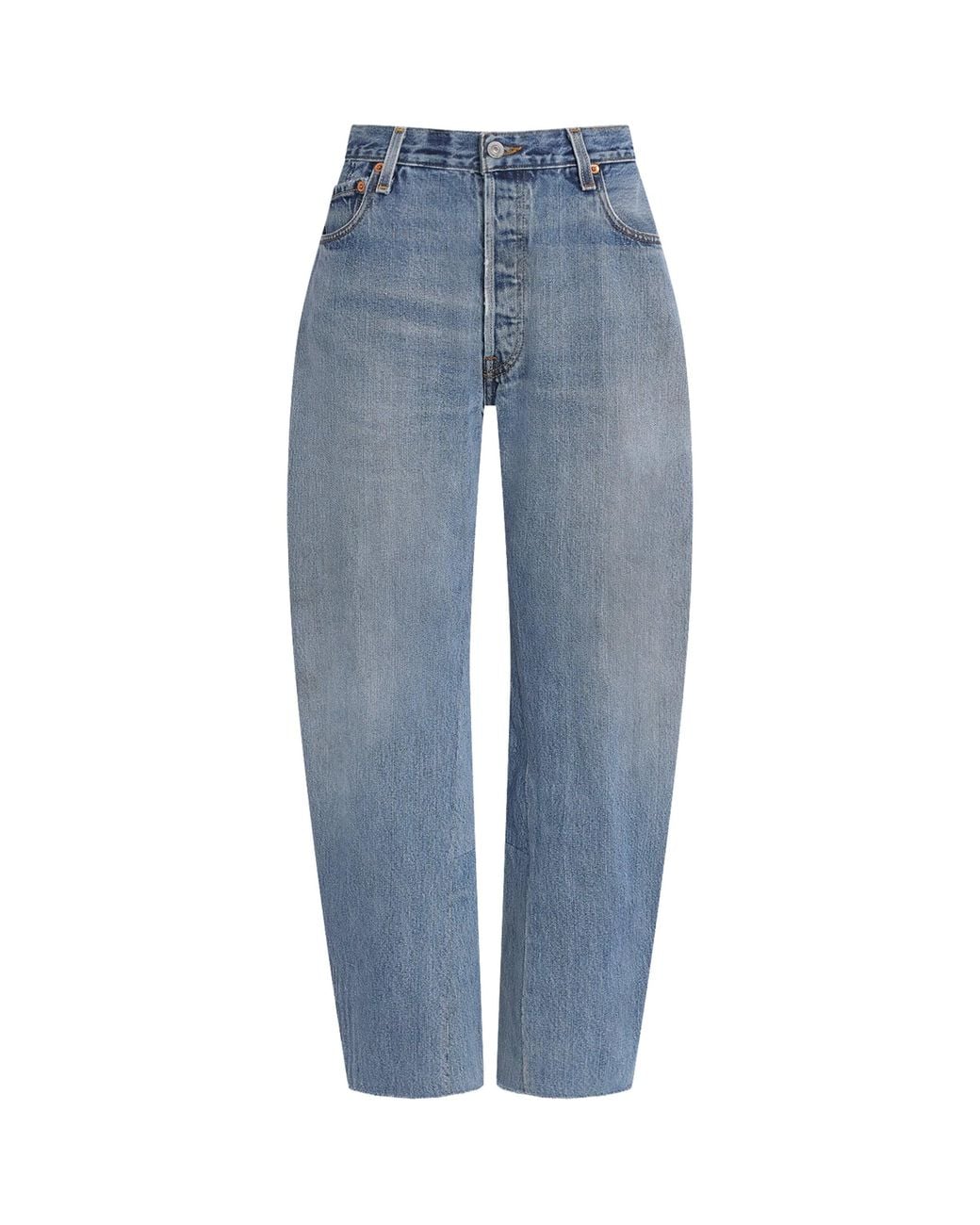 Re/done Blue Nico Mid-Rise Barrel-Leg Jeans