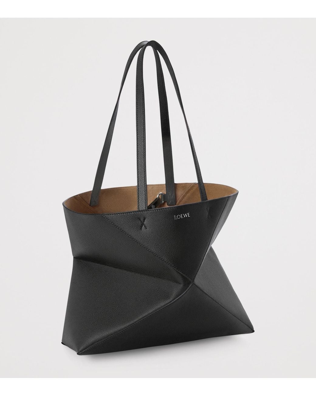 Loewe Black Medium Leather Puzzle Fold Tote Bag