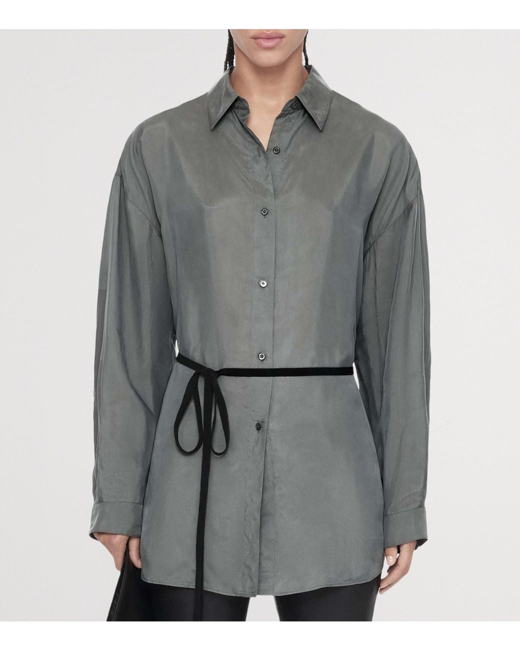 AllSaints Gray Oversized Ilana Shirt