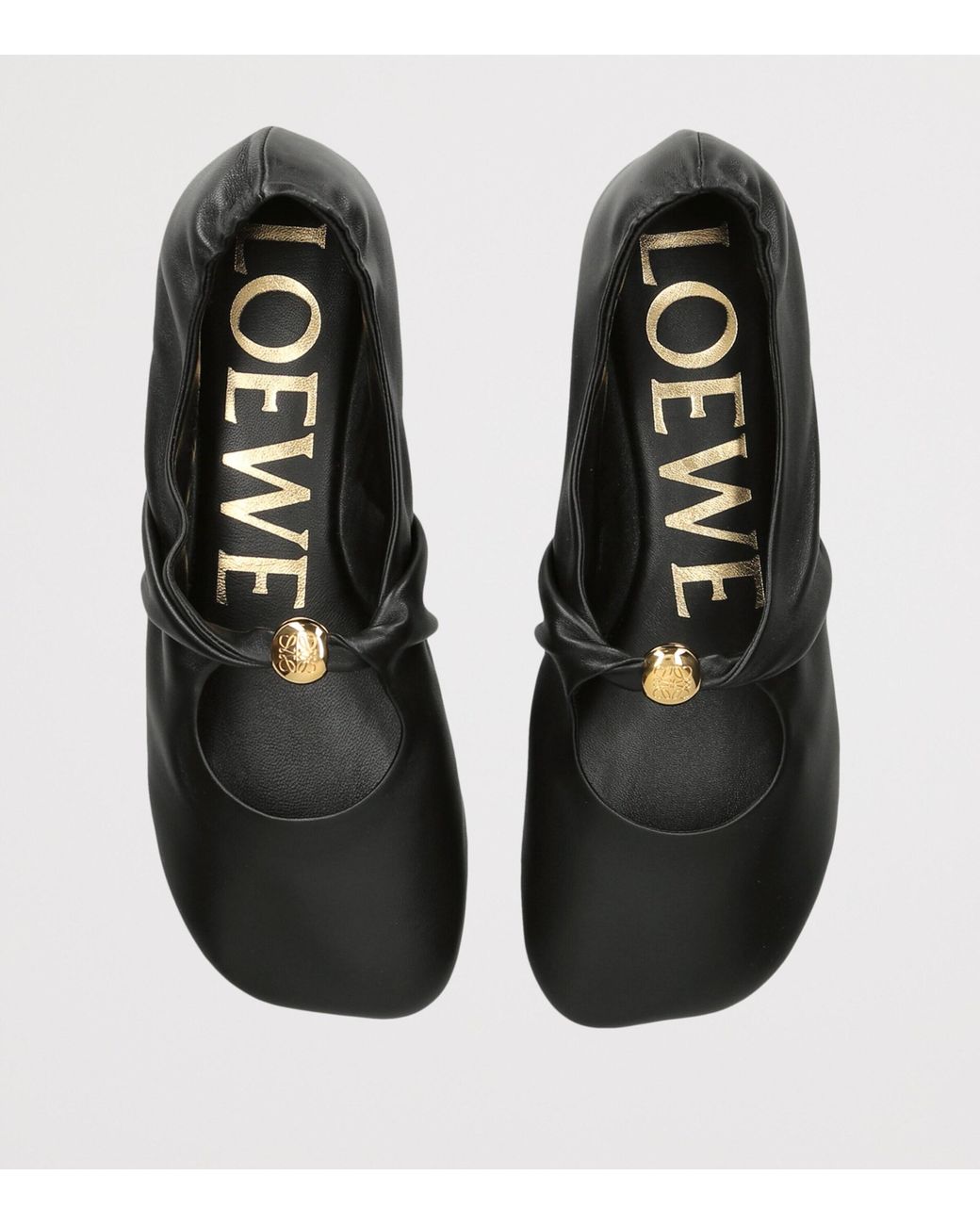 Loewe Black Leather Pebble Soft Ballet Flats