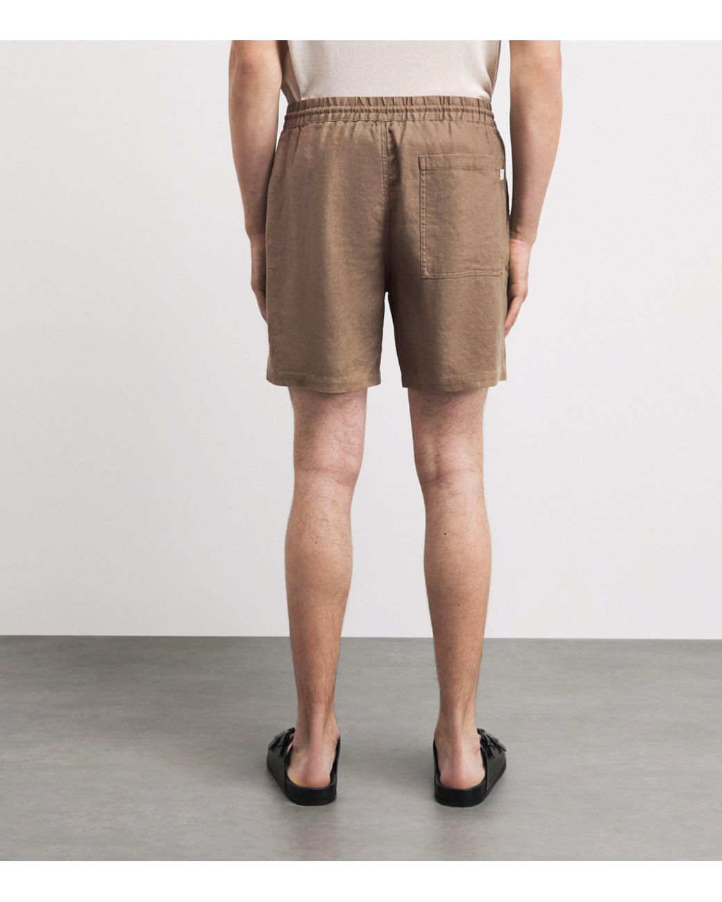NN07 Brown Linen Drawstring Gregor Shorts for men