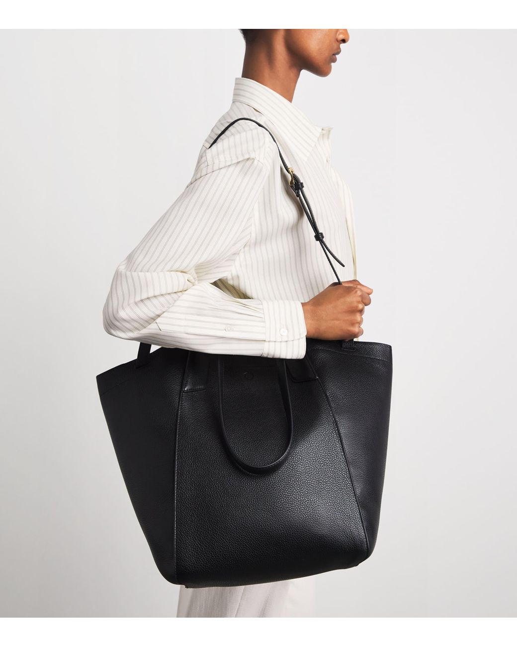 Harrods Black Medium Leather Freya Tote Bag