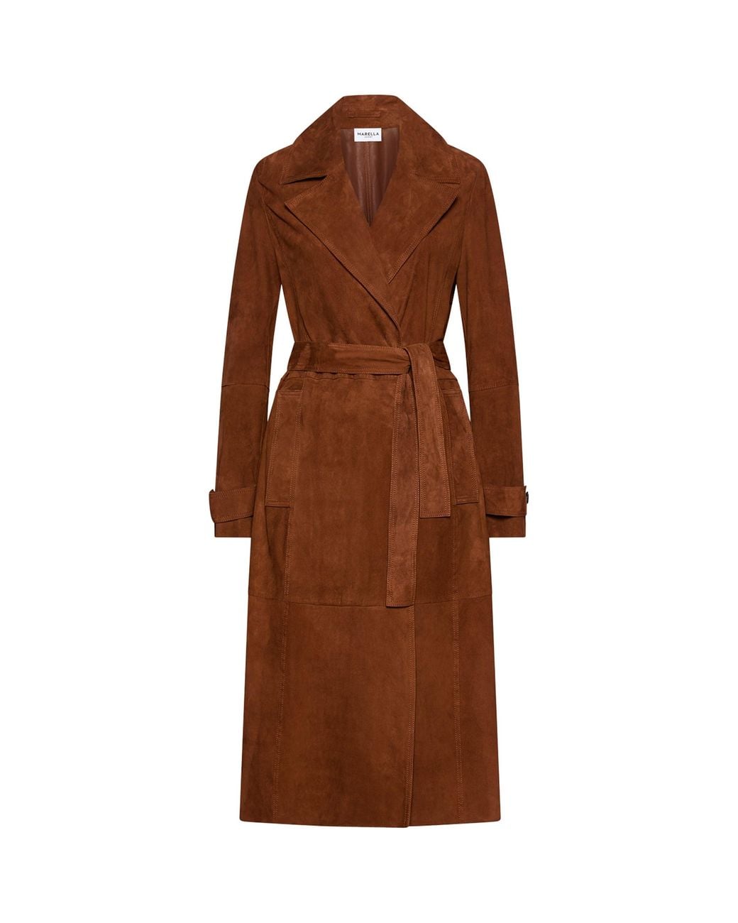 Marella Brown Suede Belted Coat