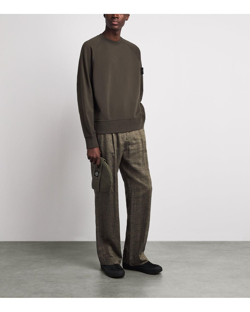 Stone Island Brown Cotton Compass Logo Sweatshirt for men