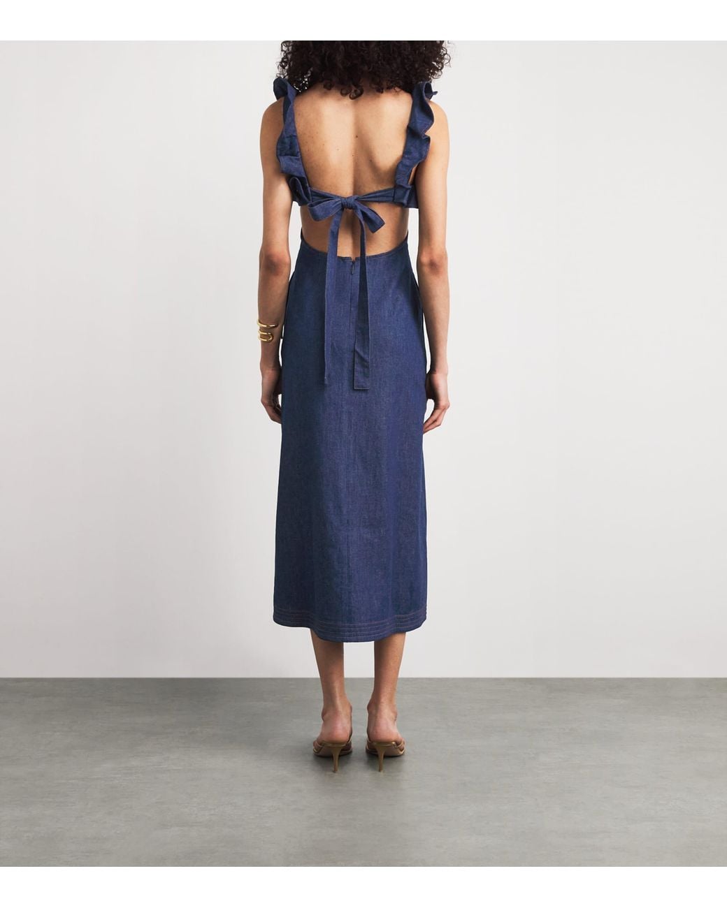 Zimmermann Blue Denim Frilled Aster Midi Dress