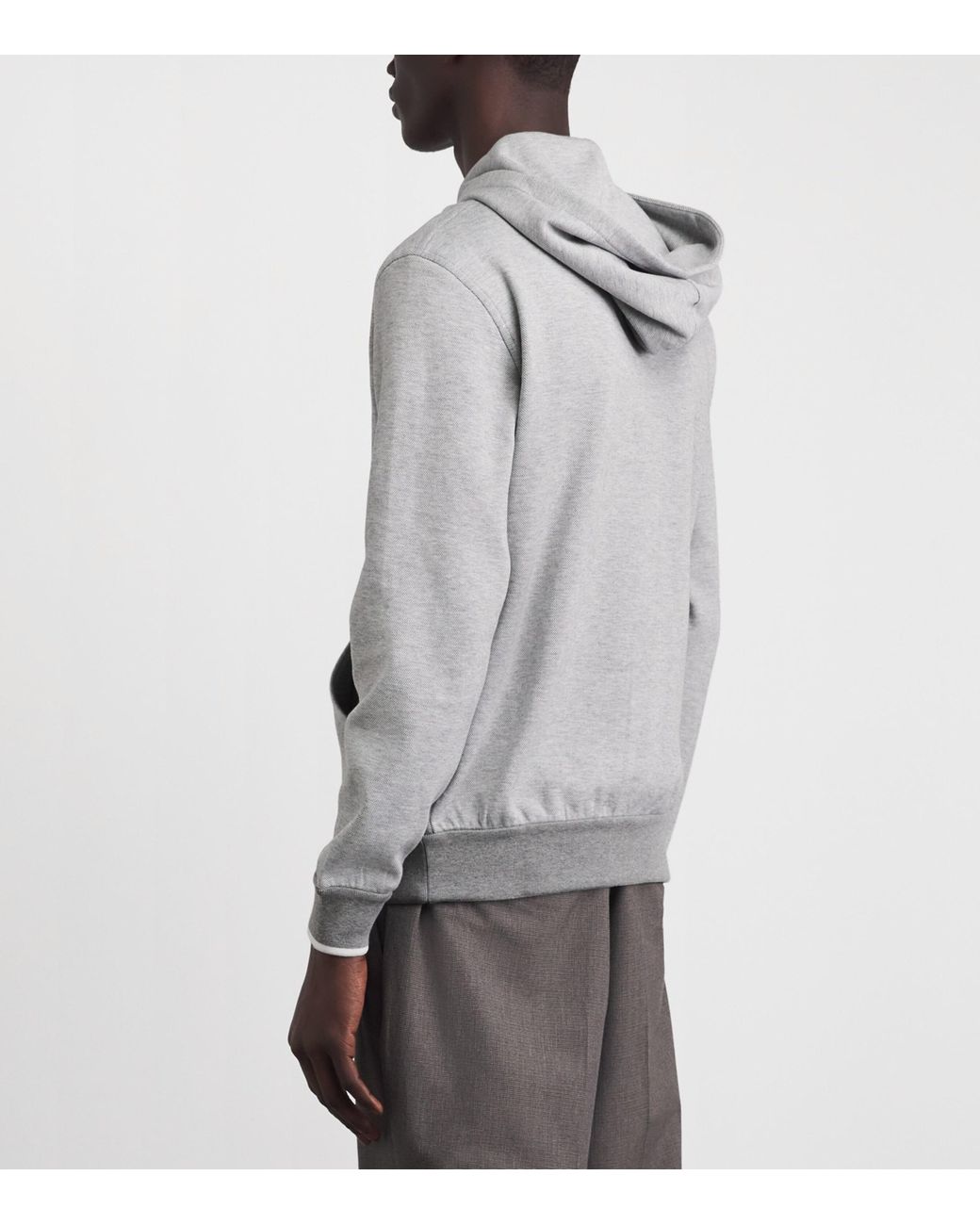 Brioni Gray Stretch-Cotton Zip-Up Hoodie for men