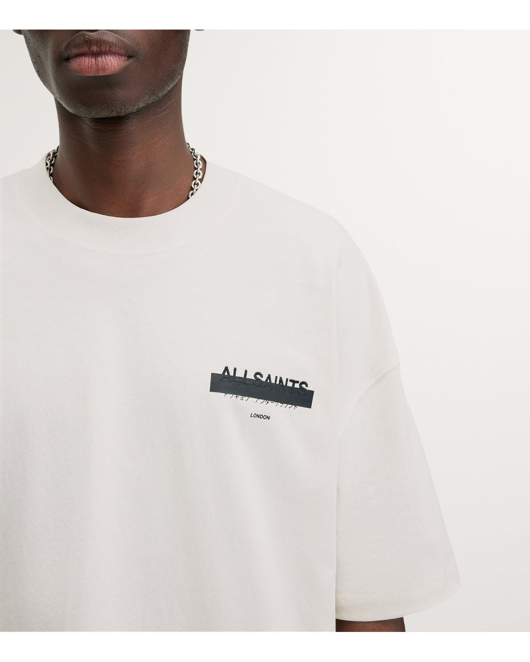 AllSaints White Organic Cotton Redact T-Shirt for men