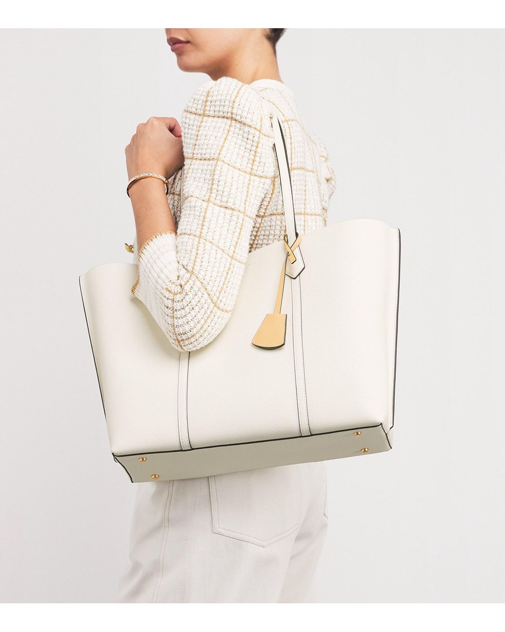 Tory Burch White Leather Perry Tote Bag