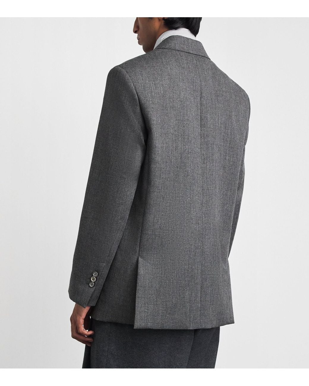 AMI Gray Wool Double-Breasted Blazer for men