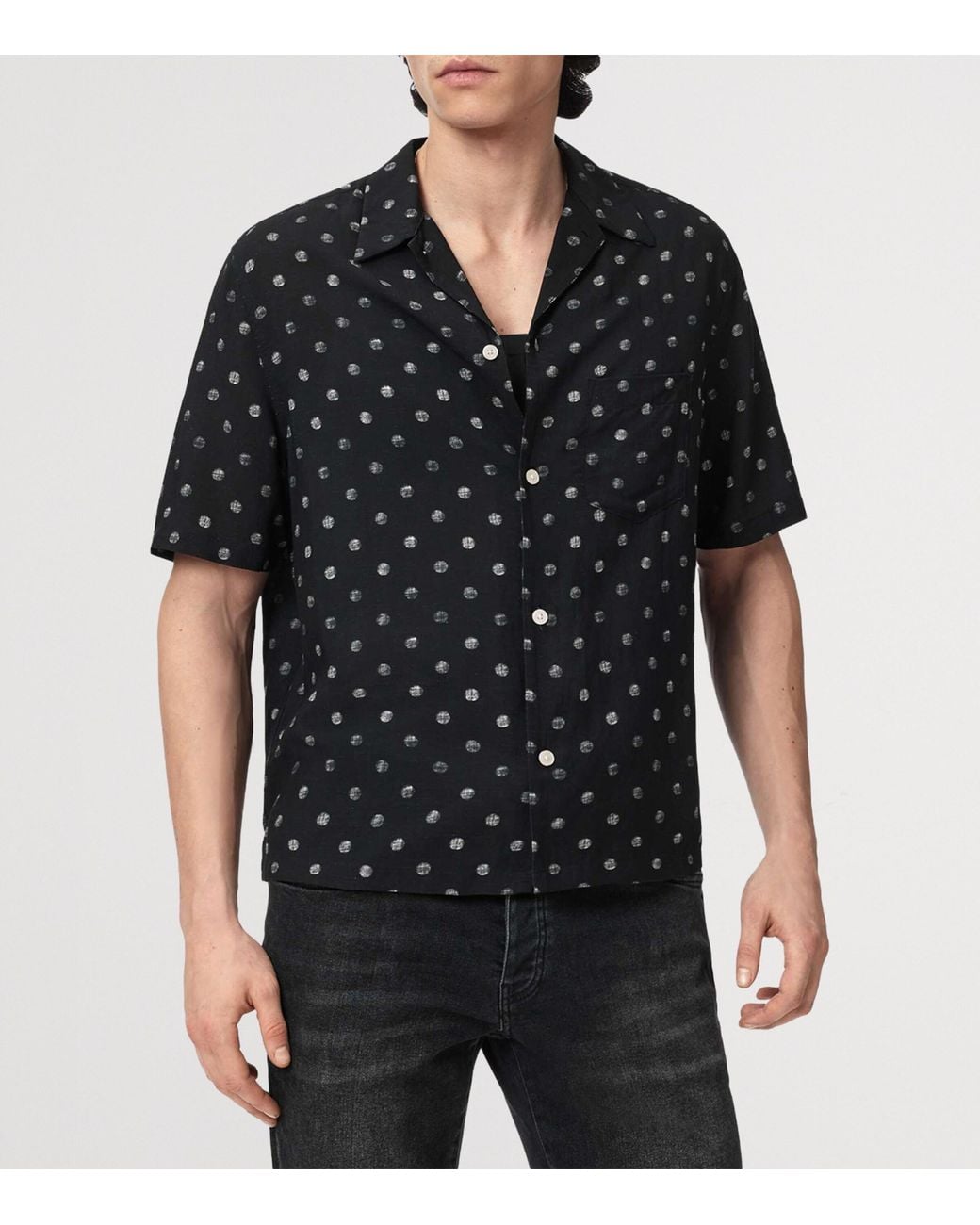 AllSaints Black Polka Dot Upton Shirt for men