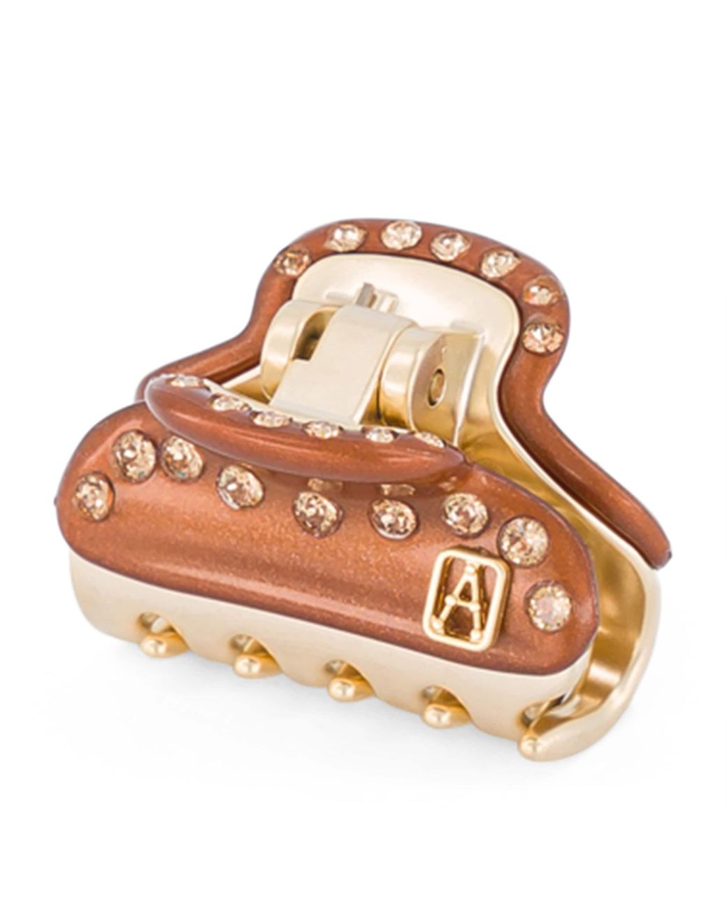 Alexandre De Paris Brown Plated Crystal-Embellished Claw Hair Clip