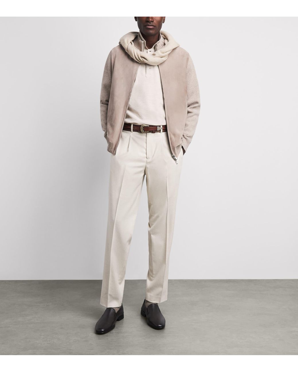 N.Peal Cashmere Natural Suede-Trim Cashmere Davos Jacket for men