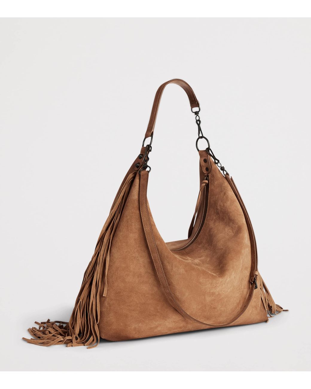 Balenciaga Brown Medium Suede Fringe Le City Shoulder Bag