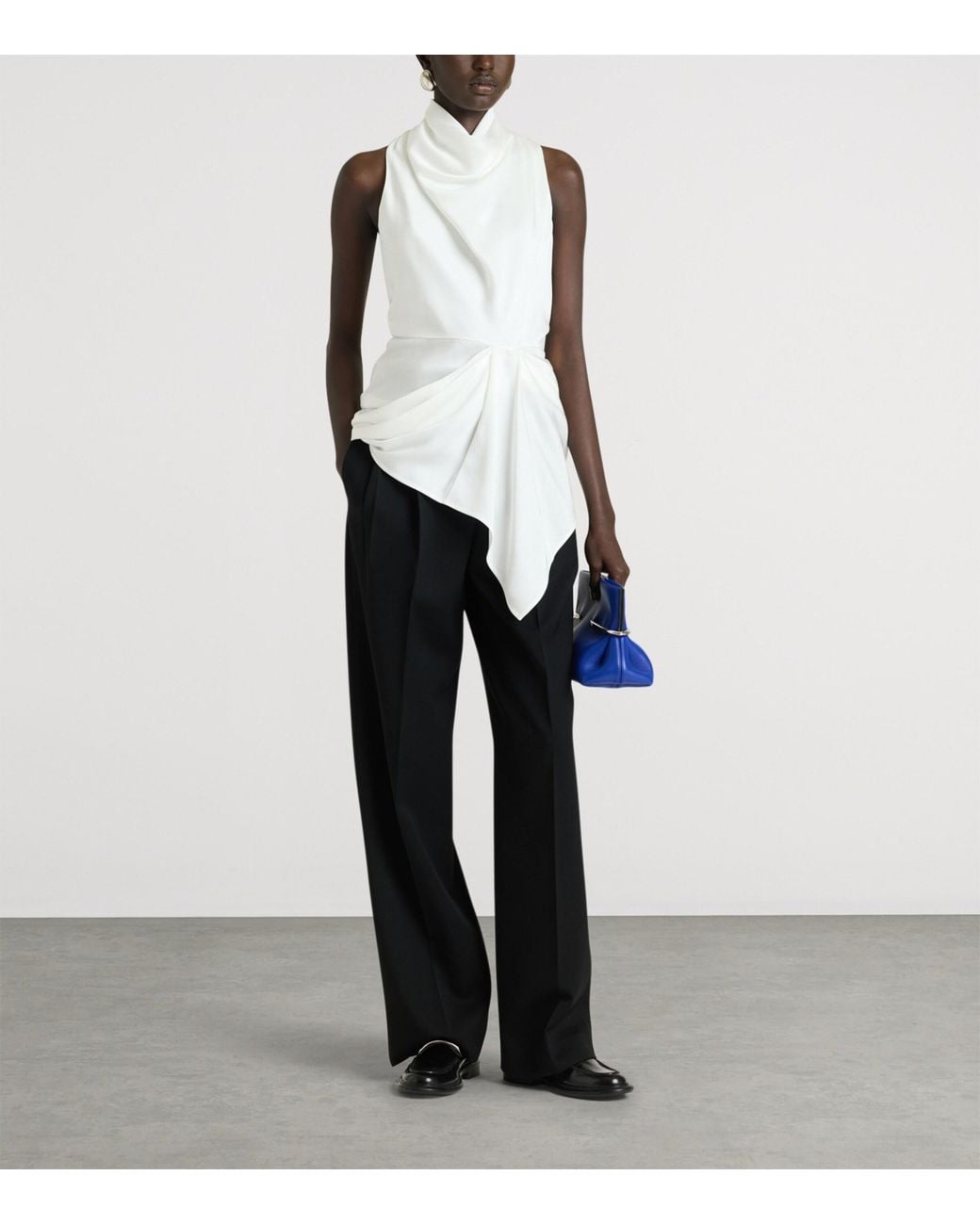 Givenchy White Draped Cowl-Neck Blouse