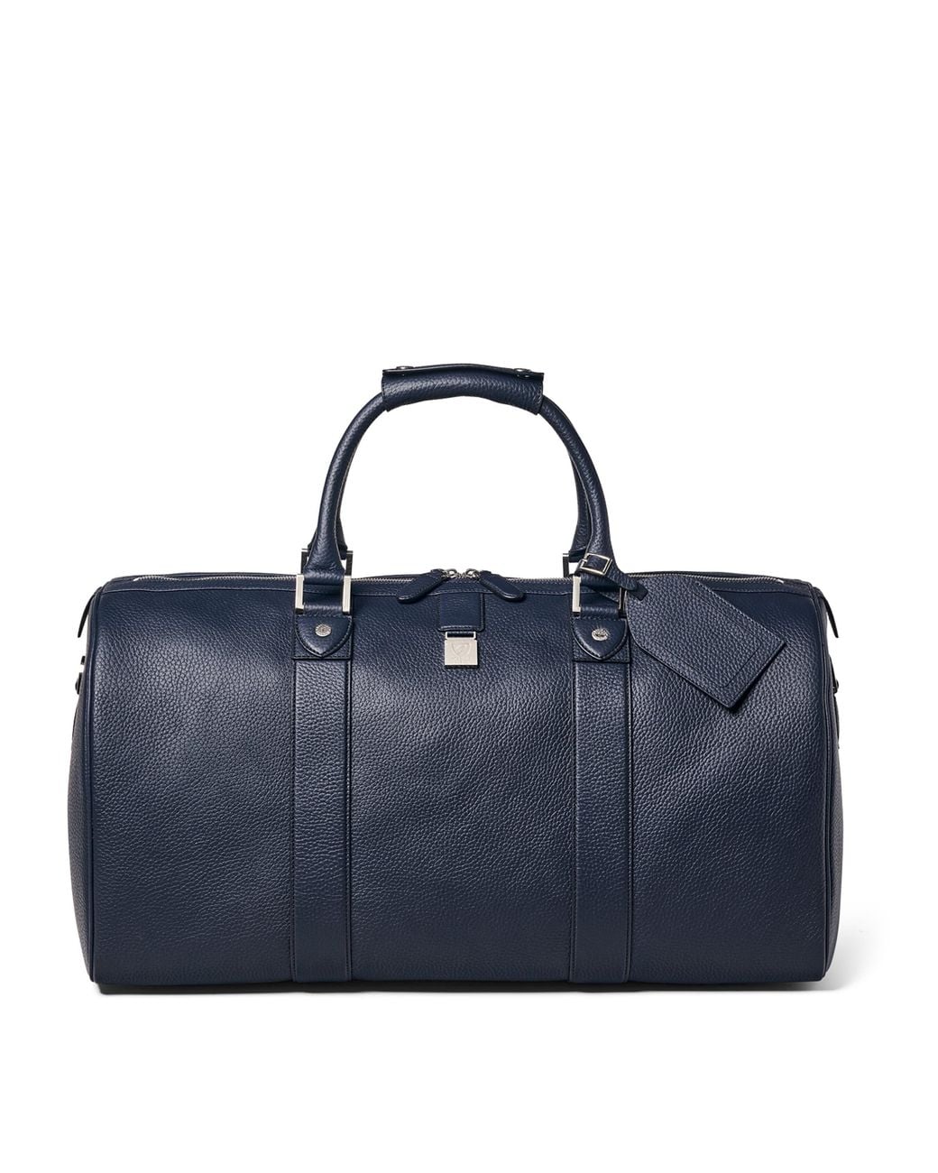 Aspinal Blue Leather Boston Holdall for men