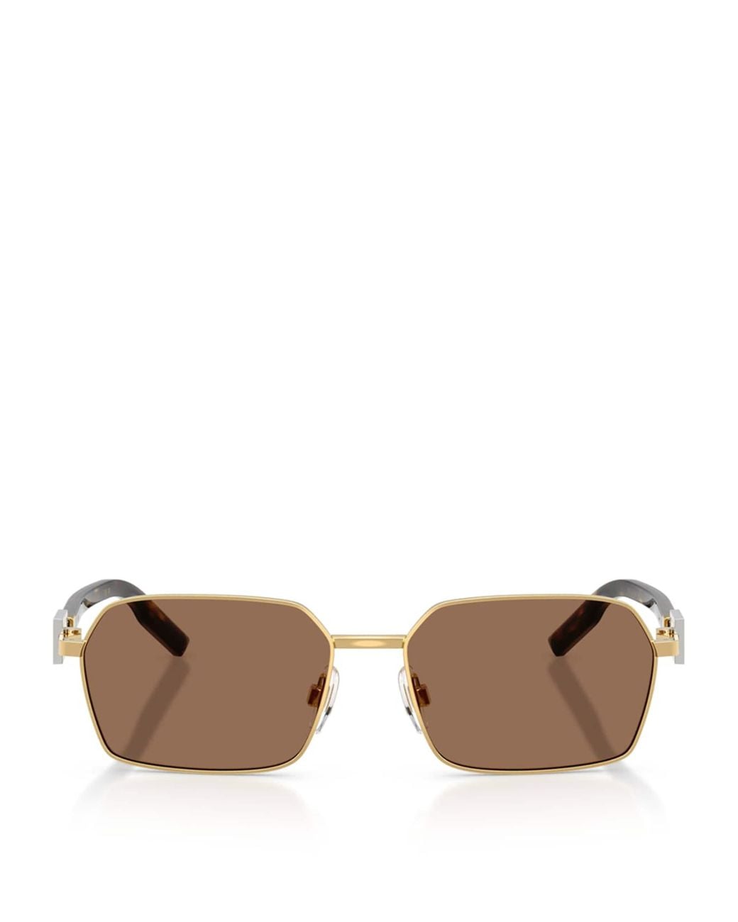 Dolce & Gabbana Brown Wire-Frame Rectangular Sunglasses for men