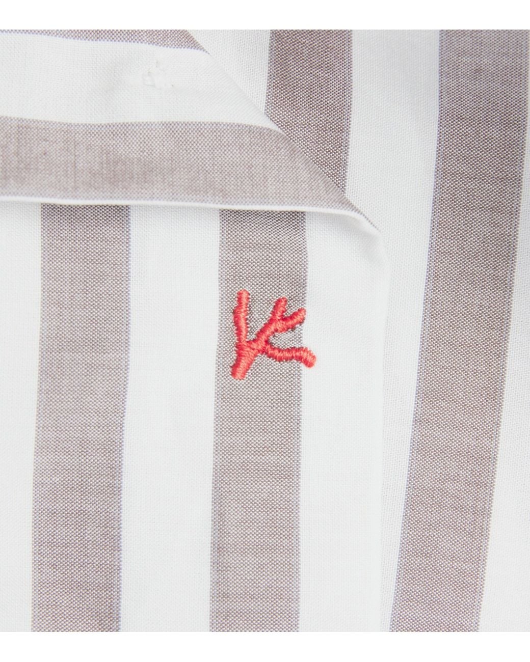 Isaia White Cotton Stripe Dress Shirt for men