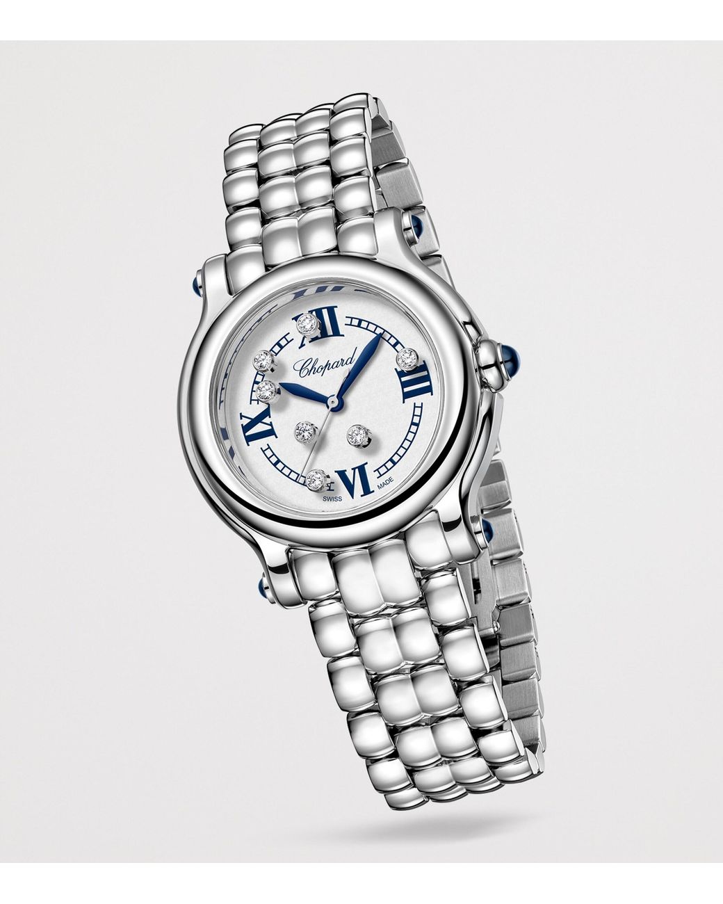 Chopard Metallic Stainless Steel And Diamond Happy Sport Watch