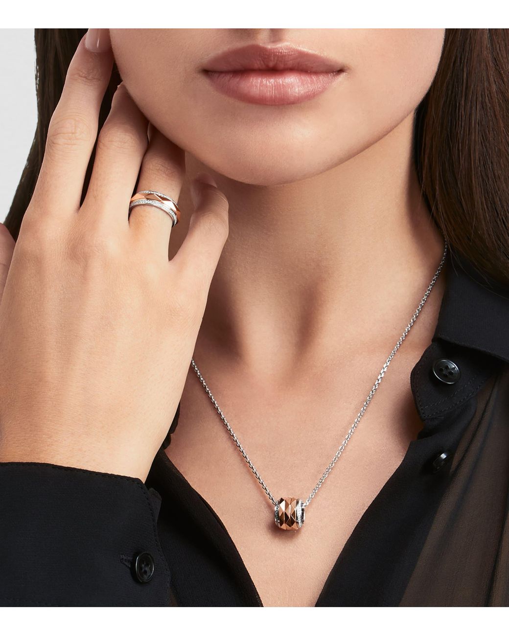 Graff White Rose, And Diamond Lg Signature Pendant Necklace