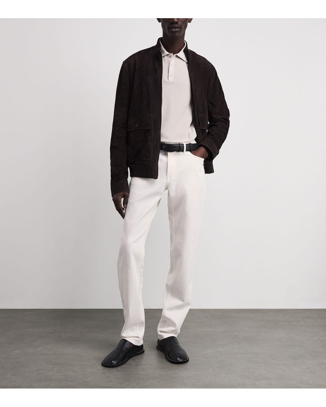 Brioni White Stretch-Denim Straight Jeans for men