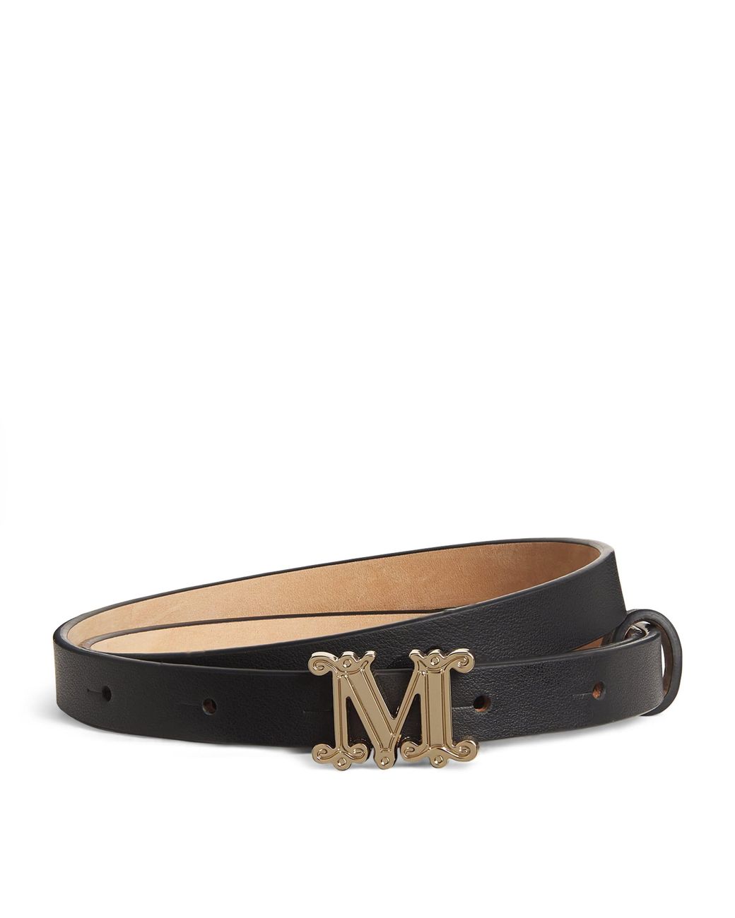 Max Mara Black Leather Monogram Belt
