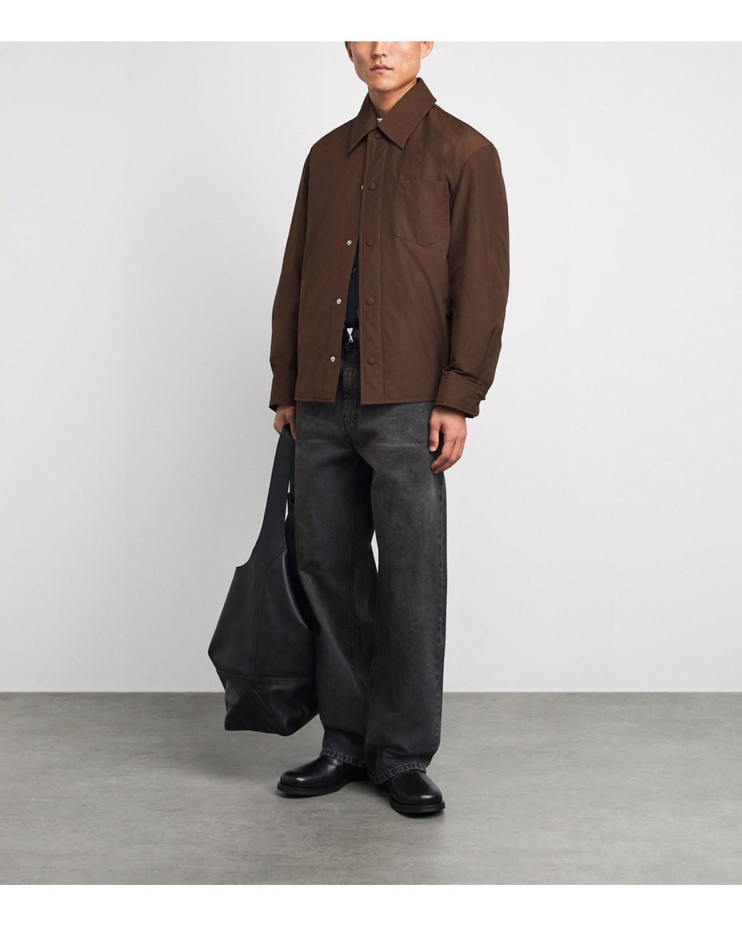 AMI Brown Ami De Coeur Padded Overshirt for men