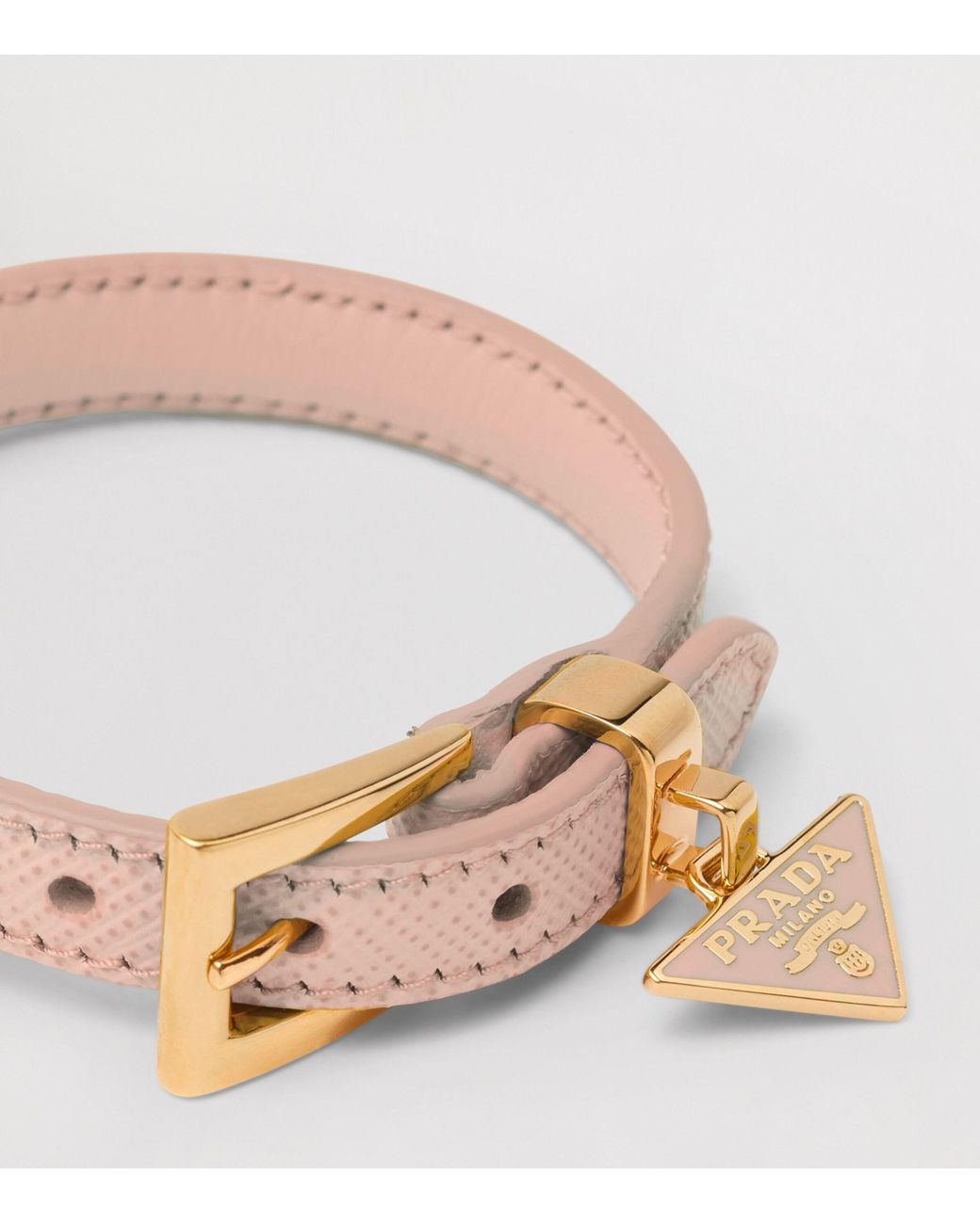 Prada Pink Saffiano Leather Buckle Bracelet