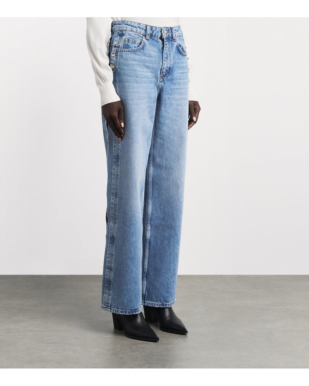 Claudie Pierlot Blue Tone Detail Wide-Leg Jeans