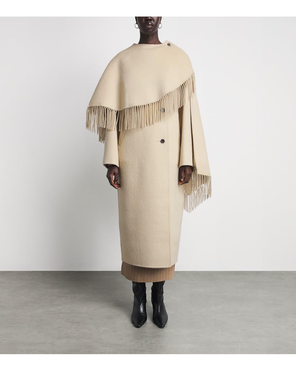 Rohe Natural Wool Scarf-Detail Overcoat