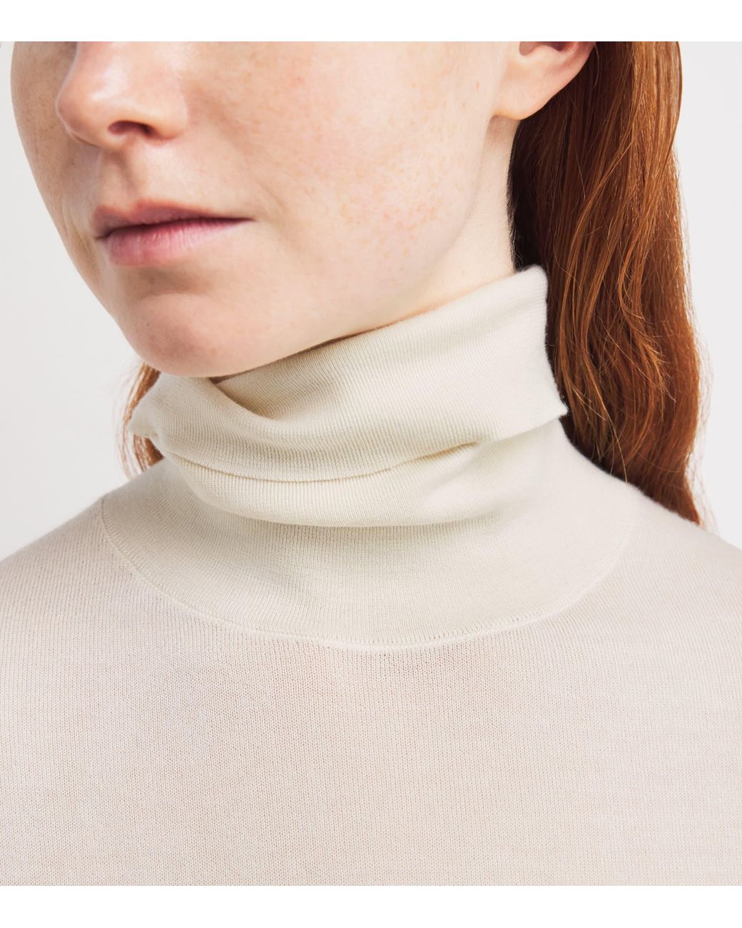 The Row White Nabari Cashmere Rollneck Sweater