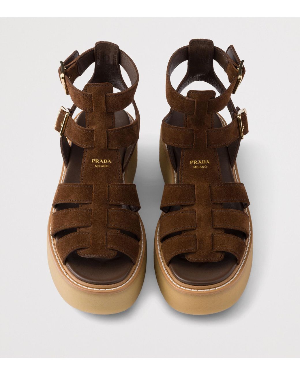 Prada Brown Suede Gladiator Sandals 55