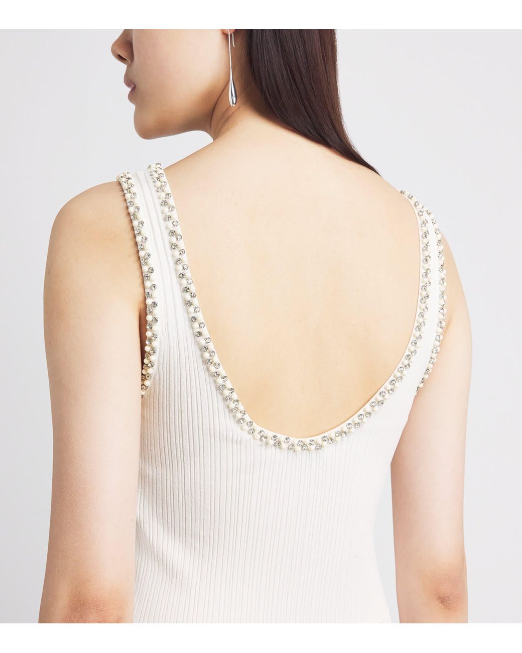 Sandro White Knitted Embellished Midi Dress