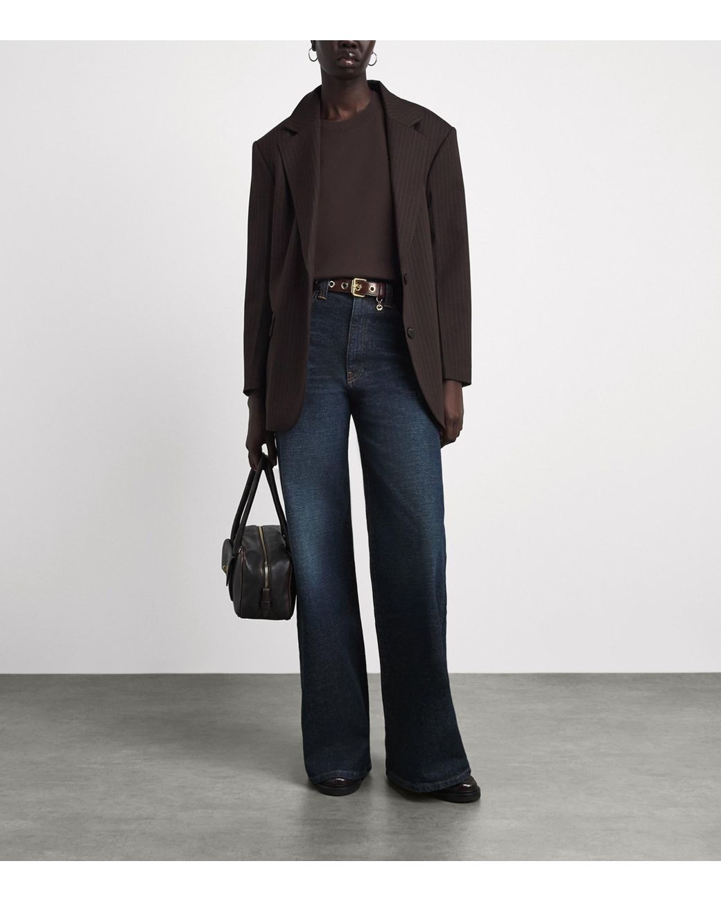 Maje Brown Leather Eyelet Belt