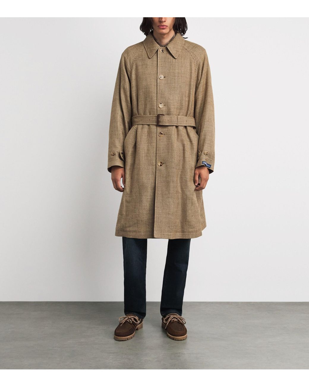 Polo Ralph Lauren Natural Silk-Linen-Wool Glen Plaid Overcoat for men