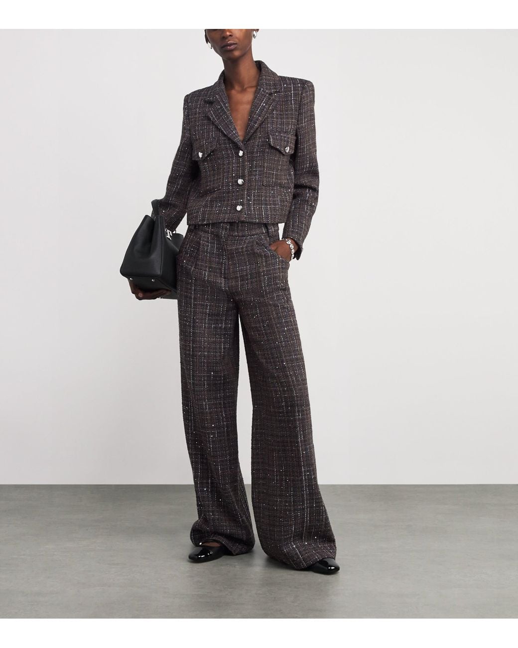 Maje Black Tweed Tailored Trousers