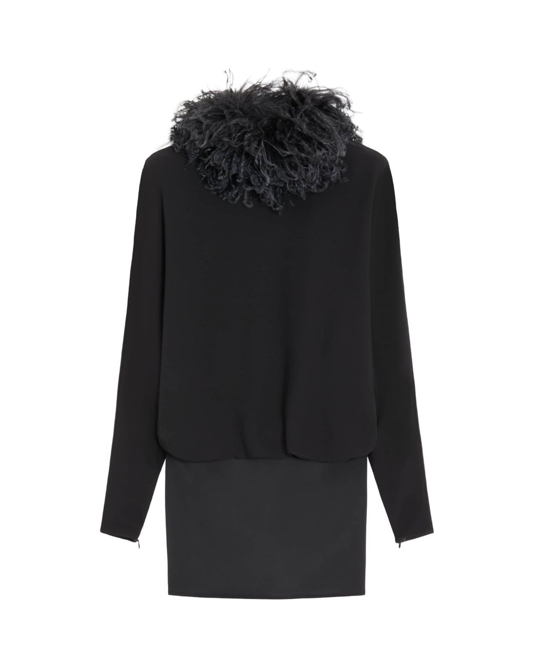Valentino Black Silk Feather-Trim Mini Dress