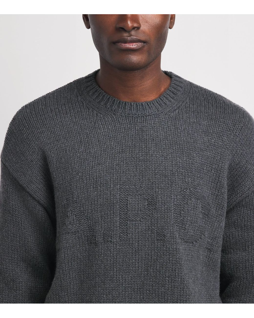 A.P.C. Gray Wool Logo George Sweater for men