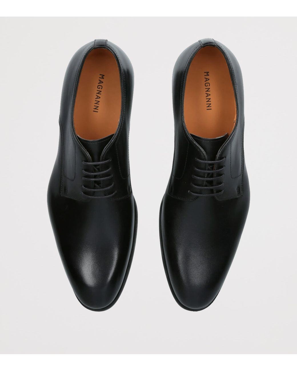 Magnanni Shoes Black Leather Derby Shoes for men