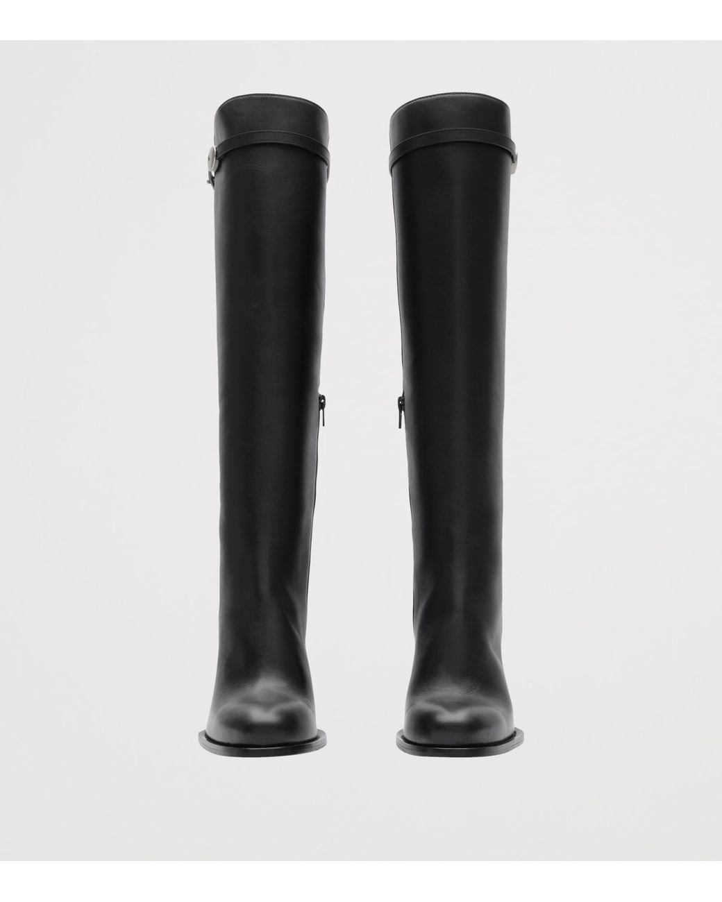 Burberry Black Leather Pillar Knee-High Boots 100