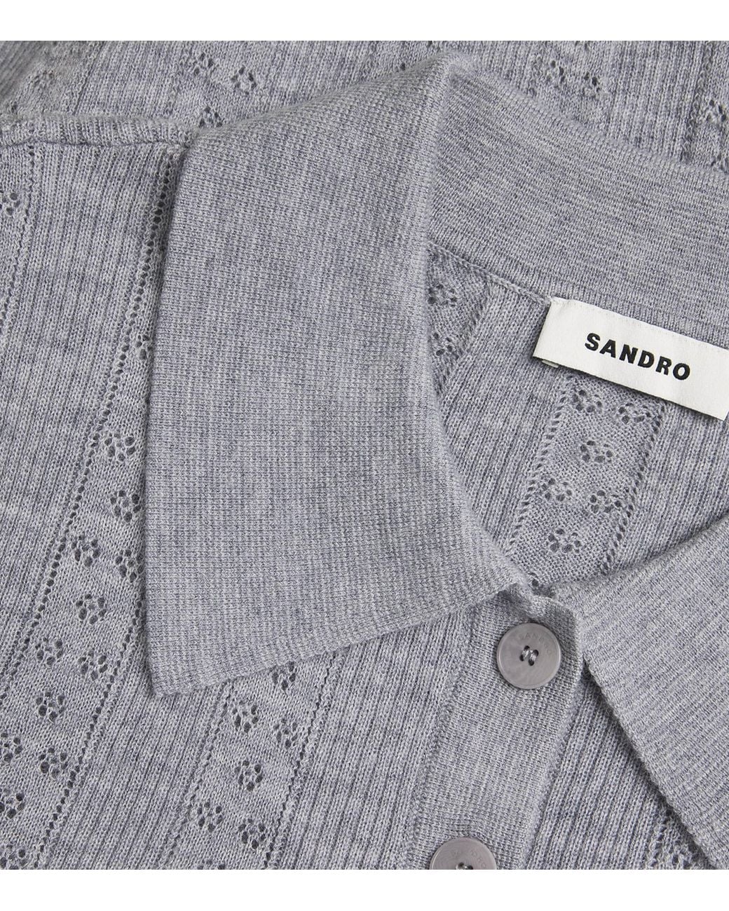 Sandro Gray Wool Polo Sweater