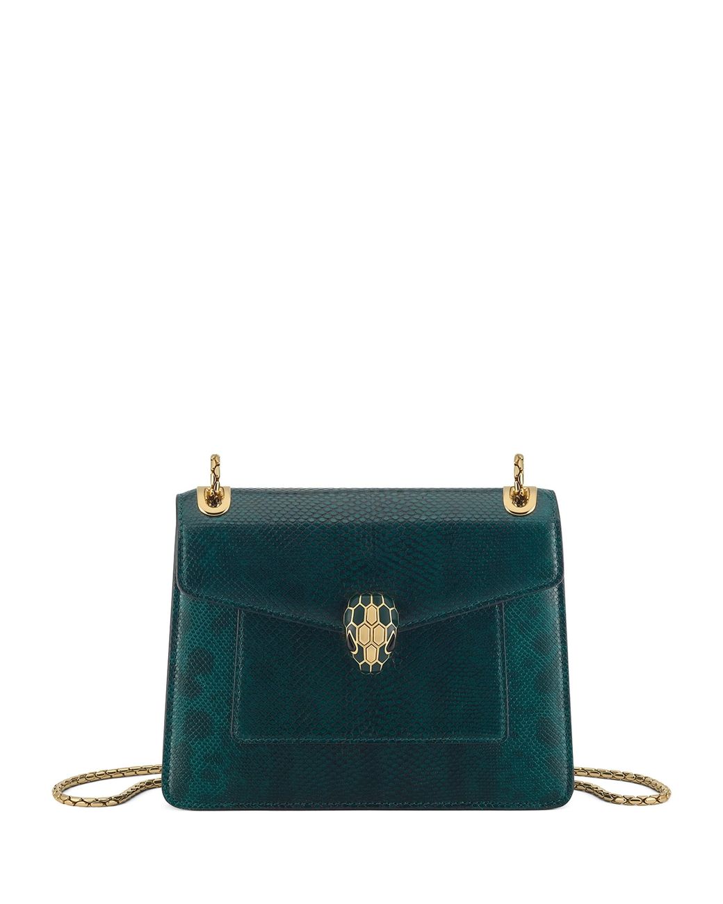 BVLGARI Green Karung Leather Serpenti Forever Cross-Body Bag