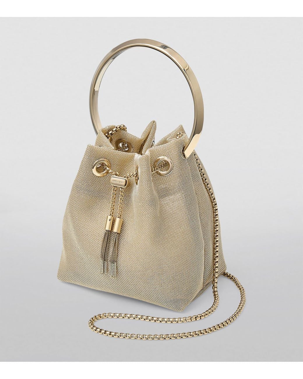 Jimmy Choo Natural Bon Bon Mesh Top-Handle Bag