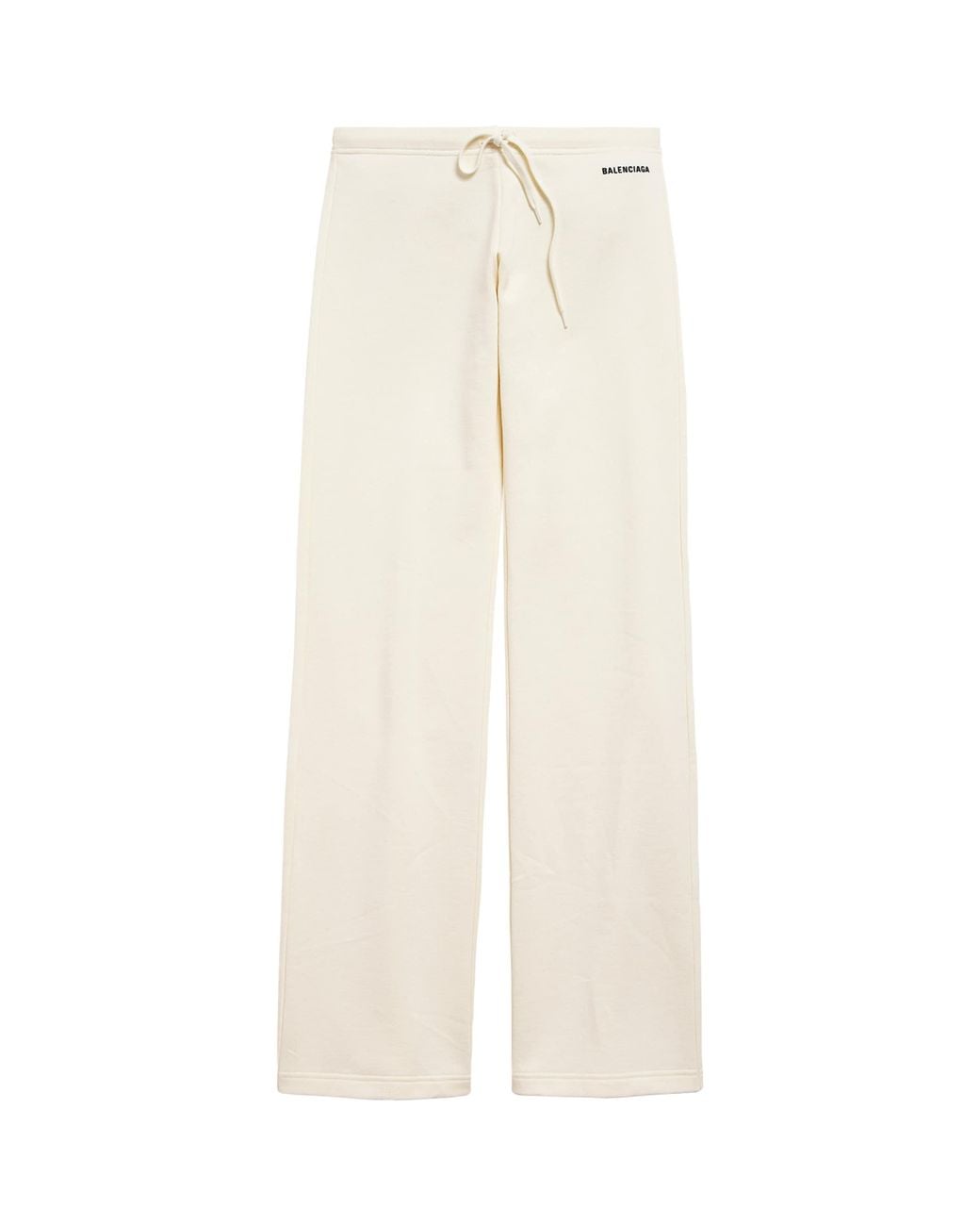 Balenciaga White Cotton Logo Wide-Leg Sweatpants