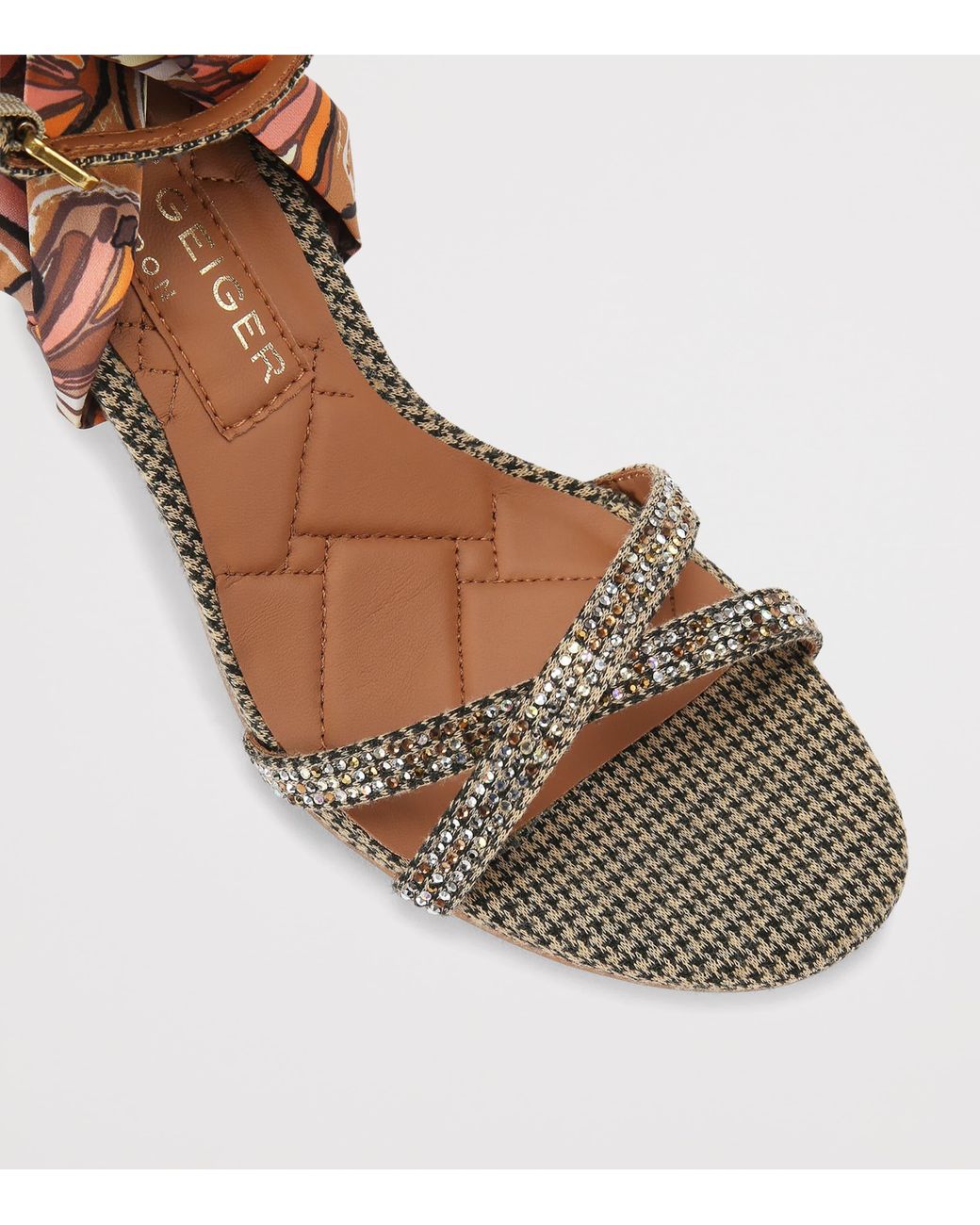 Kurt Geiger Brown Scarf-Accent Heeled Sandals 85