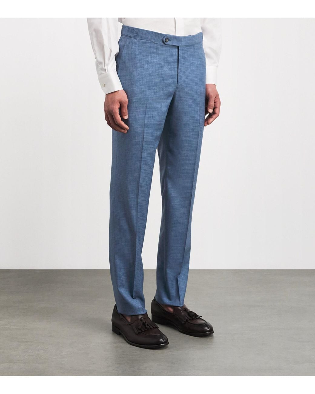 Isaia Blue Wool Sanita Trousers for men