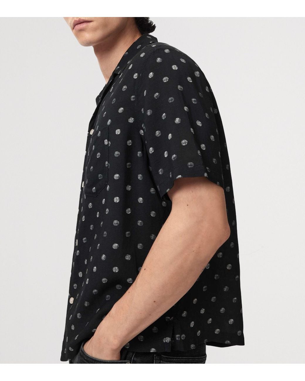 AllSaints Black Polka Dot Upton Shirt for men