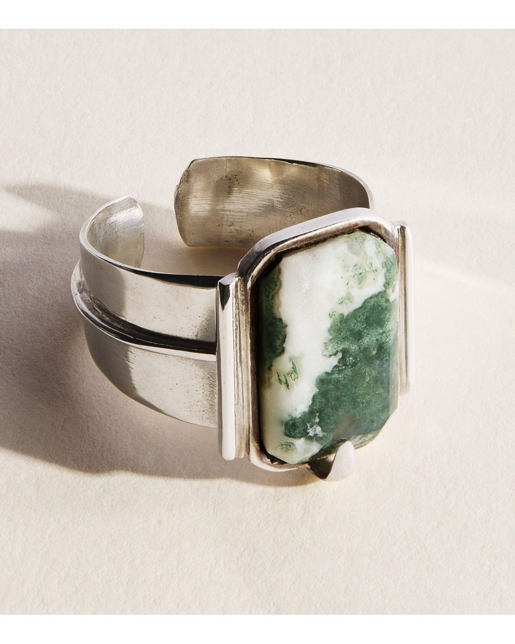 FYR Green Sterling And Moss Agate Aida Ring for men