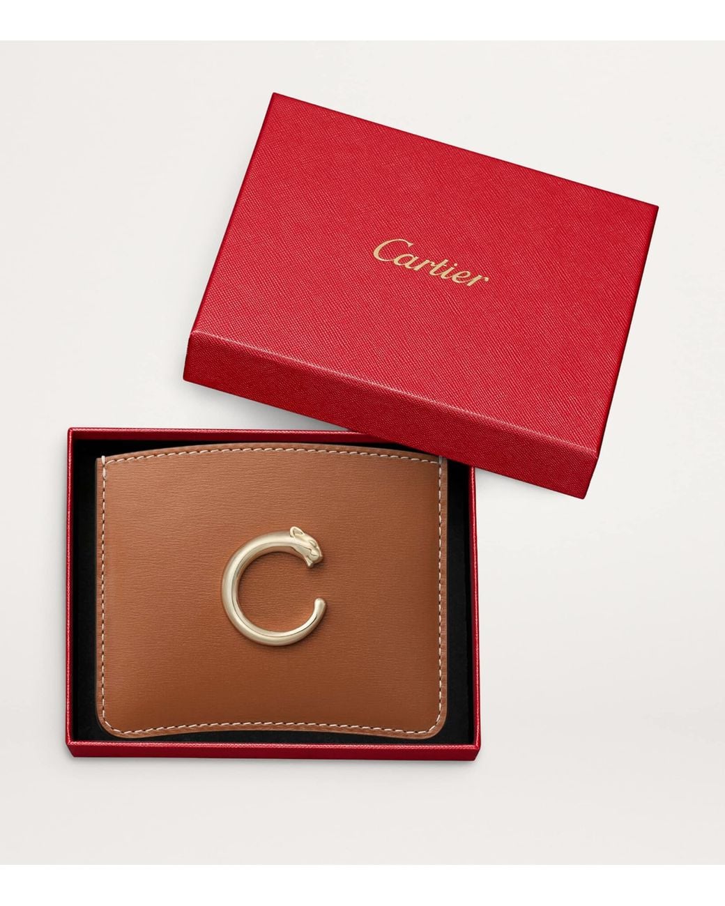 Cartier Brown Leather Panthère De Card Holder