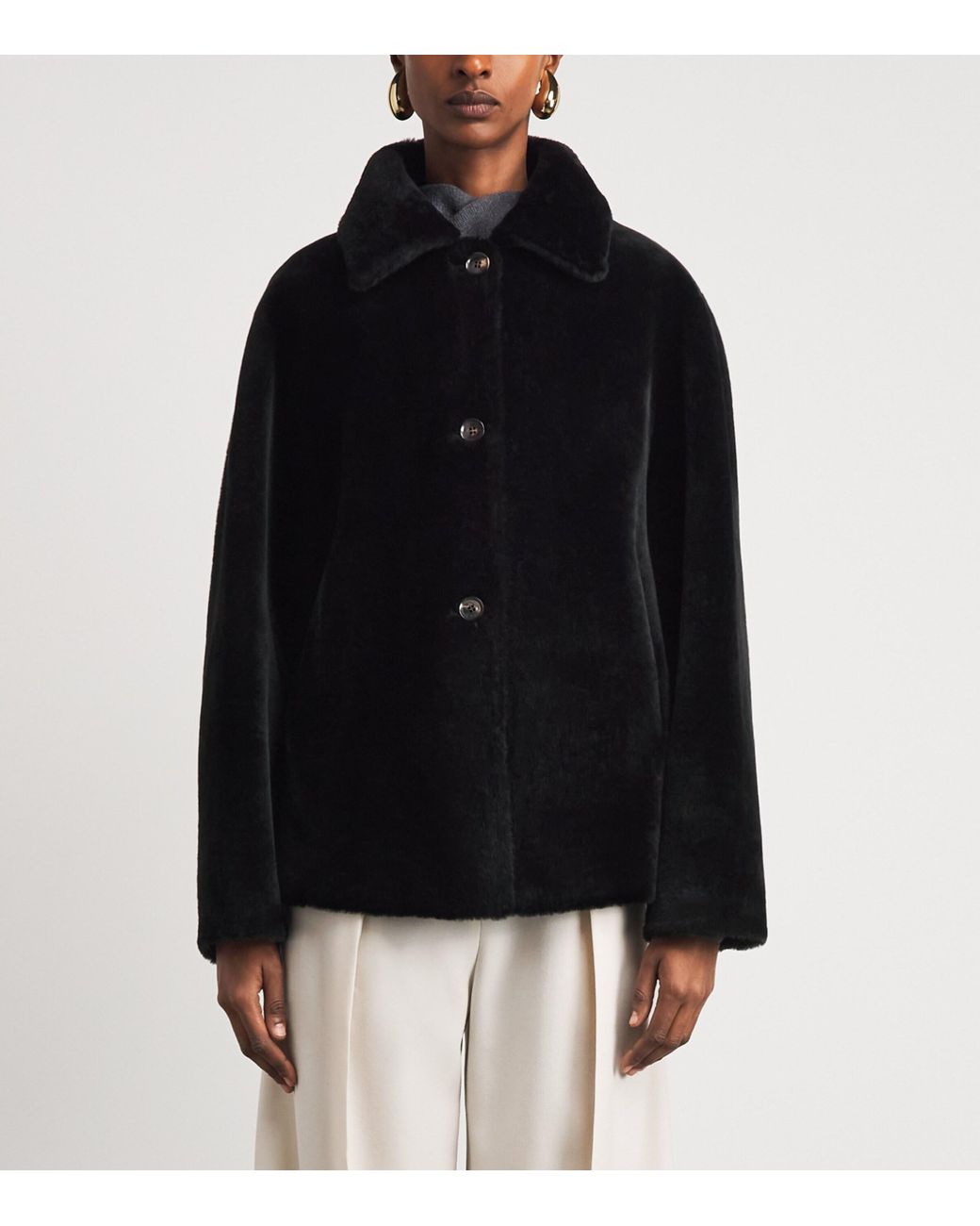 Kiton Black Shearling Reversible Jacket
