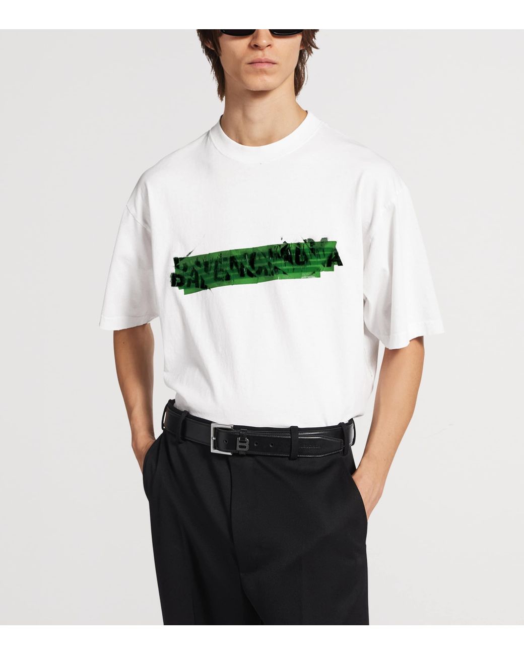 Balenciaga White Cotton Messy Spray T-Shirt for men